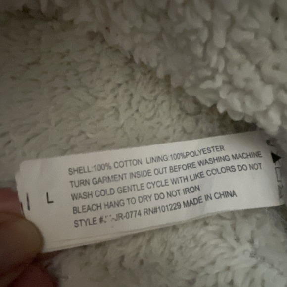 Ashley Vintage Charm Women's Denim Hoodie Jacket Cropped Sherpa Size L 90s - Picture 5 of 9